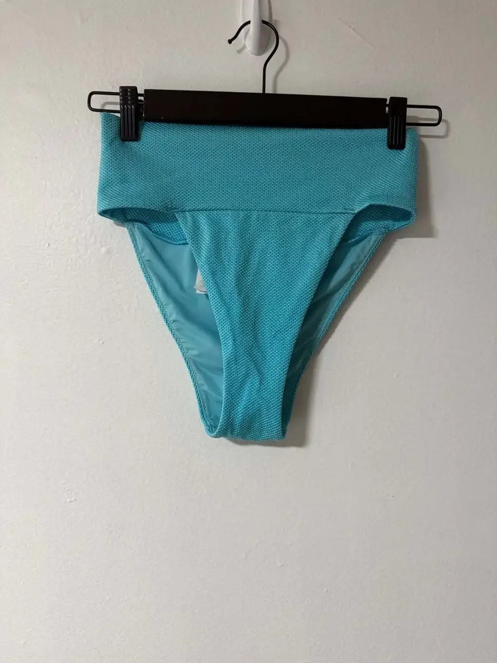 Aerie Teal Textured High Cut Cheeky Bikini Bottom